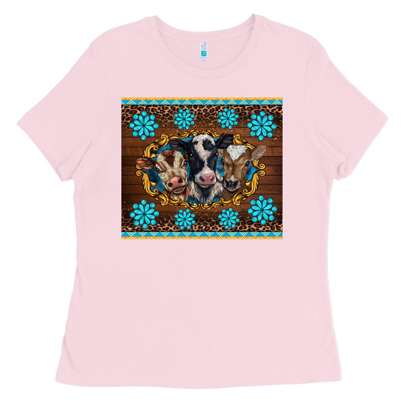 Western Baby Cow Turquoise Gemstones  Leopards Ladies Tee by BarkalooDesign | Teevron