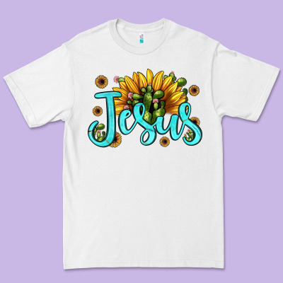 Jesus Sunflower Premium Tee Designed By Jahusdesignshop