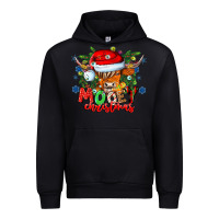 Black Mooey Christmas Urban Hoodie - CowhideDigitalArt