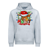 Heather Grey Mooey Christmas Urban Hoodie - CowhideDigitalArt