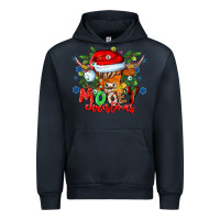 Navy Mooey Christmas Urban Hoodie - CowhideDigitalArt