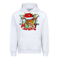 White Mooey Christmas Urban Hoodie - CowhideDigitalArt