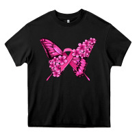 Black pink ribbon breast cancer butterfly Heavy Core Tee - Jasminsmagicworld
