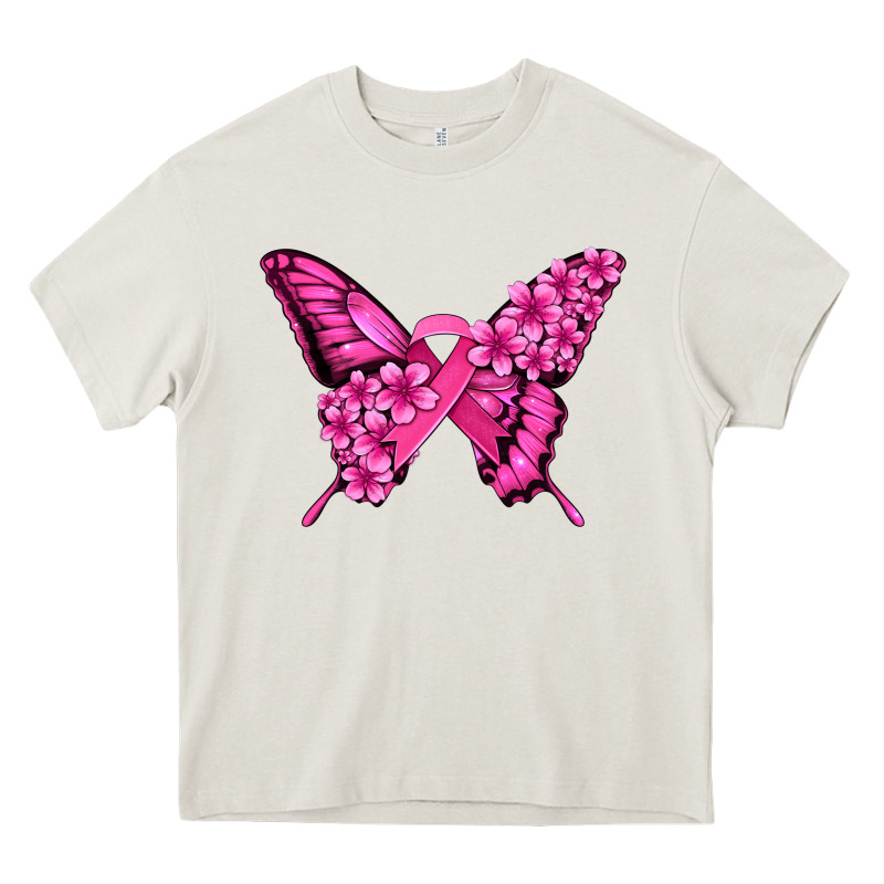 Pink Ribbon Breast Cancer Butterfly Heavy Core Tee by Jasminsmagicworld | Teevron