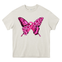 Cream pink ribbon breast cancer butterfly Heavy Core Tee - Jasminsmagicworld