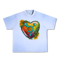 Grape Ice Lgbtq Heart With Sunflower Urban Heavy Tee - BundleAndBundleShop