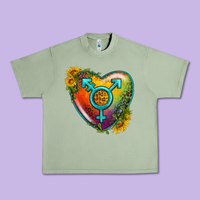 Lgbtq Heart With Sunflower Urban Heavy Tee Designed By Bundleandbundleshop