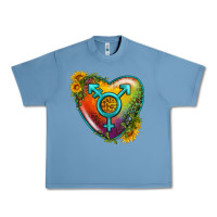 Pebble Blue Lgbtq Heart With Sunflower Urban Heavy Tee - BundleAndBundleShop