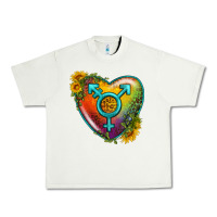 Pistachio Lgbtq Heart With Sunflower Urban Heavy Tee - BundleAndBundleShop