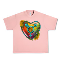 Salmon Lgbtq Heart With Sunflower Urban Heavy Tee - BundleAndBundleShop