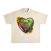 Sandshell Lgbtq Heart With Sunflower Urban Heavy Tee - BundleAndBundleShop