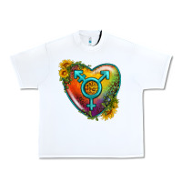 White Lgbtq Heart With Sunflower Urban Heavy Tee - BundleAndBundleShop