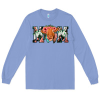 Colony Blue Cowhide Floral Feather Cow Mom Long Sleeve Tee - Bettercallsaul