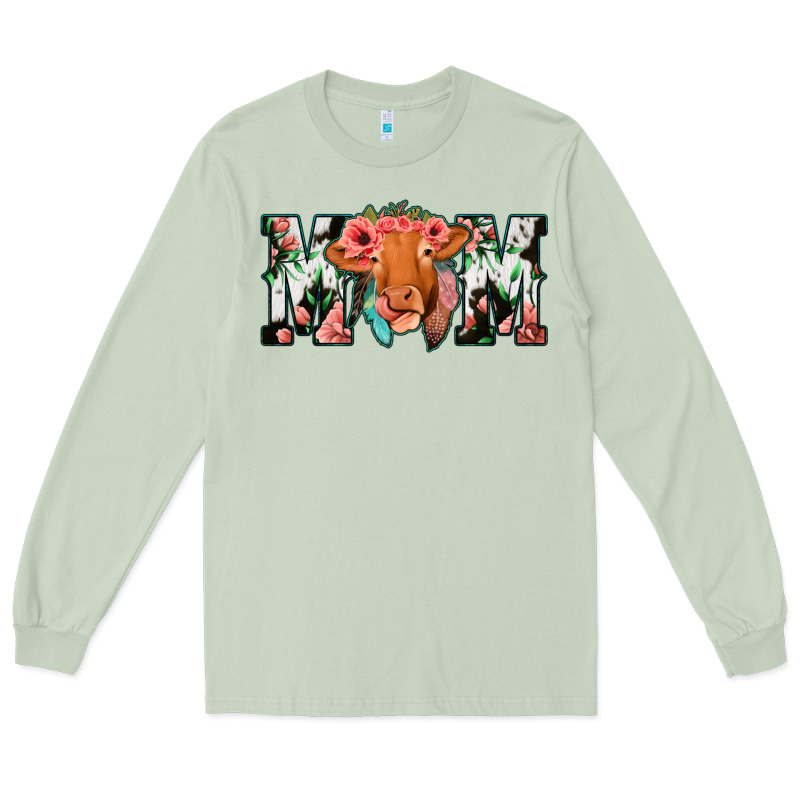 Cowhide Floral Feather Cow Mom Long Sleeve Tee by Bettercallsaul | Teevron