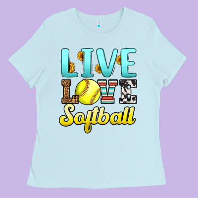 Live Love Softball Ladies Tee Designed By Lillyallendesigns