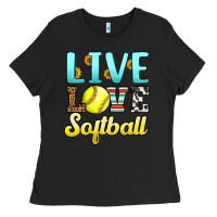Black live love softball Ladies Tee - LillyAllenDesigns