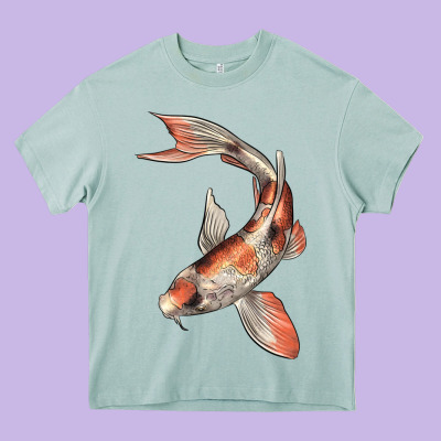 Koi Fish Heavy Core Tee Designed By Lillyallendesigns