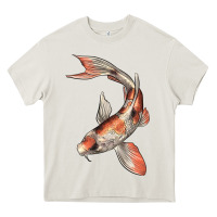 Cream Koi Fish Heavy Core Tee - LillyAllenDesigns