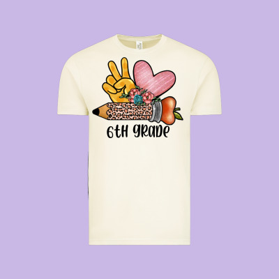 Peace Love 6th Grade Vintage Tee Designed By Jahusdesignshop