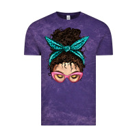 Cloud Purple Messy Curly Bun Mom With Leopard Bandana Vintage Tee - BundleAndBundleShop