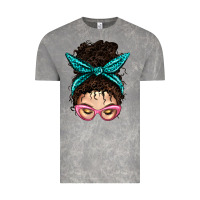 Cloud Rock Messy Curly Bun Mom With Leopard Bandana Vintage Tee - BundleAndBundleShop