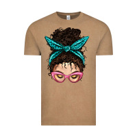 Vintage Coffee Messy Curly Bun Mom With Leopard Bandana Vintage Tee - BundleAndBundleShop