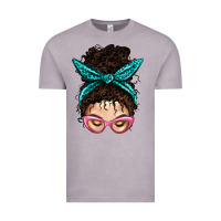 Vintage Zinc Messy Curly Bun Mom With Leopard Bandana Vintage Tee - BundleAndBundleShop