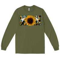 Army Green Sunflower Turquoise Cowhide Mom Long Sleeve Tee - Bettercallsaul