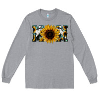 Heather Grey Sunflower Turquoise Cowhide Mom Long Sleeve Tee - Bettercallsaul