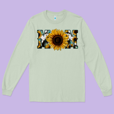 Sunflower Turquoise Cowhide Mom Long Sleeve Tee Designed By Bettercallsaul