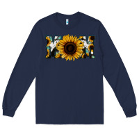 Navy Sunflower Turquoise Cowhide Mom Long Sleeve Tee - Bettercallsaul