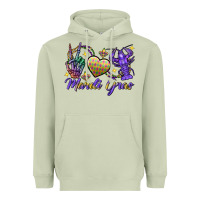 Matcha Peace love crawfish Mardi Gras skeleton hand Heavyweight Hoodie - FaDigitalArtStudio