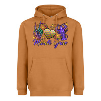 Meerkat Peace love crawfish Mardi Gras skeleton hand Heavyweight Hoodie - FaDigitalArtStudio