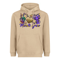 Mushroom Peace love crawfish Mardi Gras skeleton hand Heavyweight Hoodie - FaDigitalArtStudio