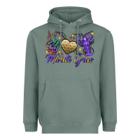 Sage Peace love crawfish Mardi Gras skeleton hand Heavyweight Hoodie - FaDigitalArtStudio