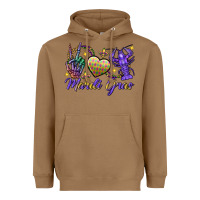 Toasted Coconut Peace love crawfish Mardi Gras skeleton hand Heavyweight Hoodie - FaDigitalArtStudio