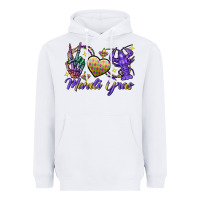 White Peace love crawfish Mardi Gras skeleton hand Heavyweight Hoodie - FaDigitalArtStudio