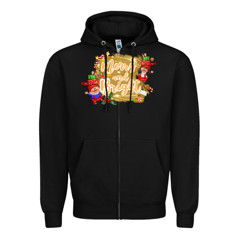 Merry And Bright Gnome Zipper Hoodie by CowGirlArtShop | Teevron