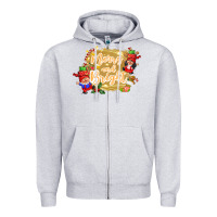 Heather Grey merry and bright gnome Zipper Hoodie - CowGirlArtShop