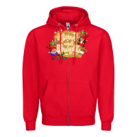 Red merry and bright gnome Zipper Hoodie - CowGirlArtShop