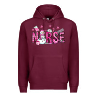 Burgundy nurse pink christmas Premium Hoodie - OliviaCreatesArt