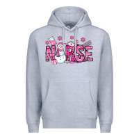 Heather Grey nurse pink christmas Premium Hoodie - OliviaCreatesArt