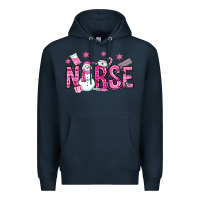 Navy nurse pink christmas Premium Hoodie - OliviaCreatesArt