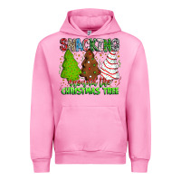 Fuchsia Pink Snacking Around The Christmas Tree Urban Hoodie - CowhideDigitalArt