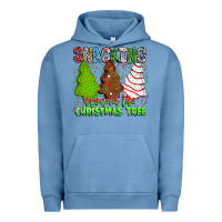 Pigment Pebble Blue Snacking Around The Christmas Tree Urban Hoodie - CowhideDigitalArt