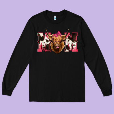 Highland Cow Mom Long Sleeve Tee Designed By Bettercallsaul