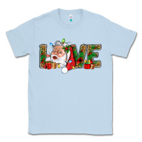 Dusty Blue Love And Santa With Gift Boxes Classic Tee - BundleAndBundleShop