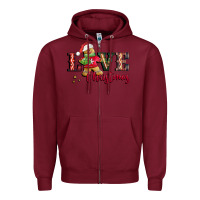 Burgundy love christmas gingerbread Zipper Hoodie - CowGirlArtShop