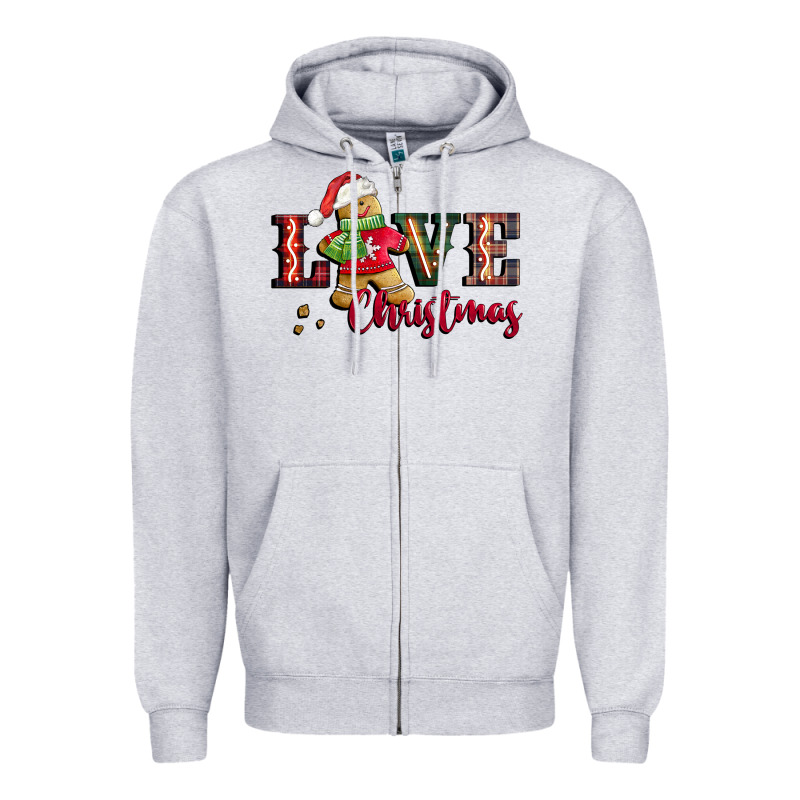 Love Christmas Gingerbread Zipper Hoodie by CowGirlArtShop | Teevron