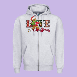 Love Christmas Gingerbread Zipper Hoodie Designed By Cowgirlartshop
